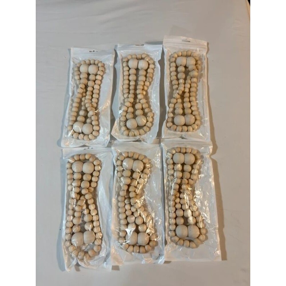 6 (2pack) wooden bead curtain tie backs magnetic closure